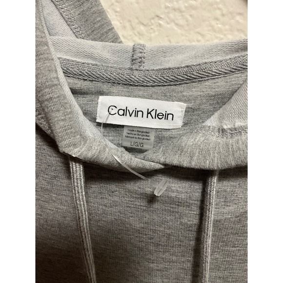 Calvin‎ Klein Women Gray Hooded Short Sleeve Tunic Dress Size L G - Picture 2 of 4